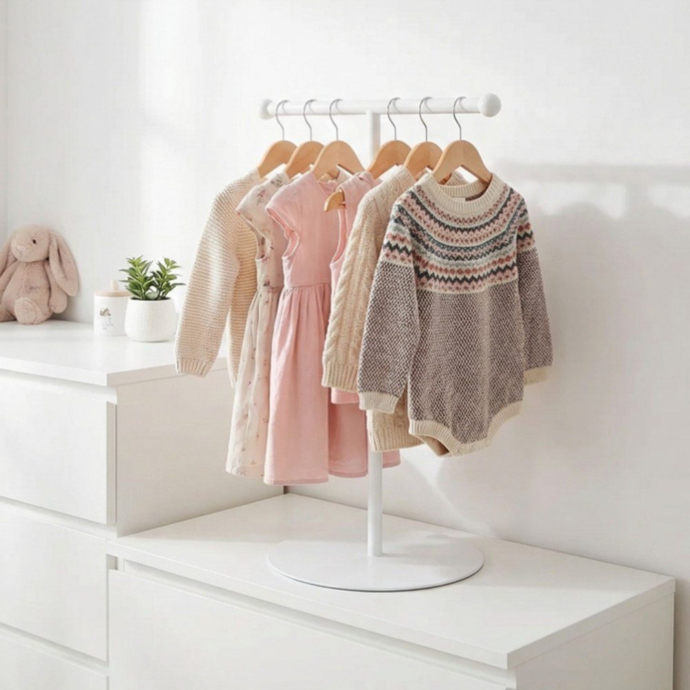 준디 왕볼 키즈 유아 스탠드 행거 미니 가방걸이 아기옷걸이, 화이트 상세 이미지 2