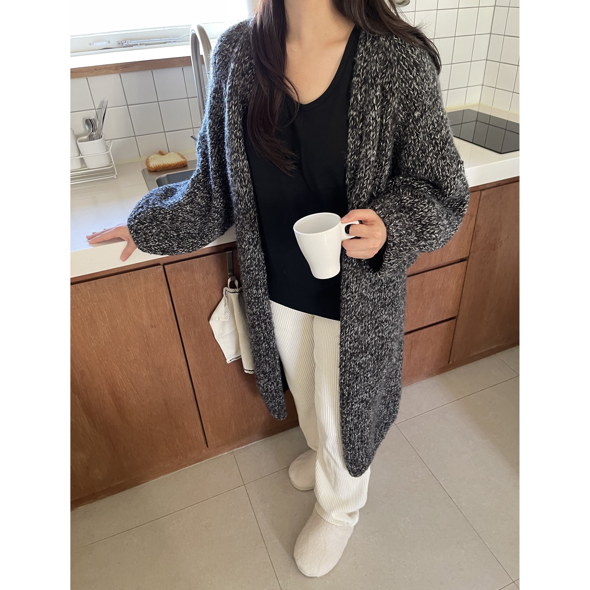[대바늘패키지] 멜로우 브이넥 롱 가디건 DIY 멜로우얀 탑다운가디건 스웨터 뜨기, 18 오트밀, 1개 상세 이미지 2