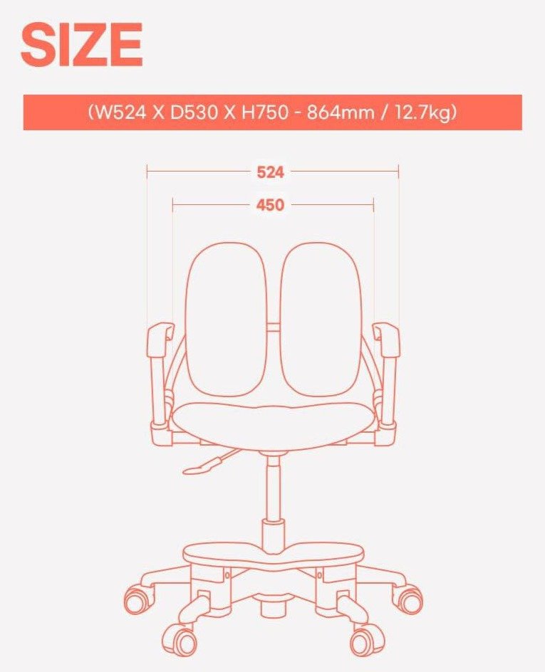 듀오백 아동용 밀키 발받침 + 스탑캐스터 의자 MI-218HSF 방문설치, 마일드 블루 상세 이미지 1