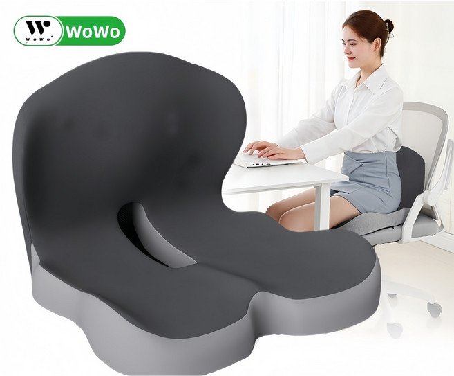 WoWo 등받이 쿠션 고밀도 메모리폼 자세교정 바른자세 꼬리뼈방석 허리 보호대 매트, 묵인하다할인