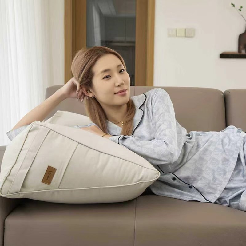 WHH 편안하고 부드러운 캔버스 삼각 등받이 쿠션 손잡이 포함, 미백색할인 상세 이미지 2