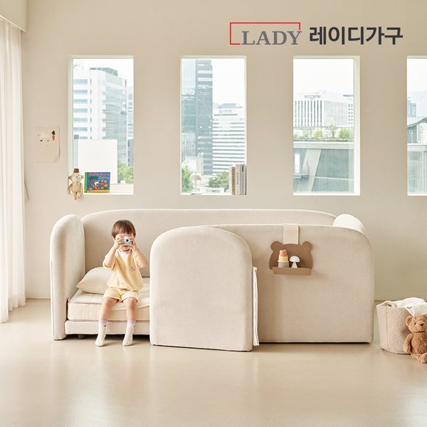 레이디가구 푸딩 안전가드(도어형) + SS 풋보드, 바닐라베이지 상세 이미지 2