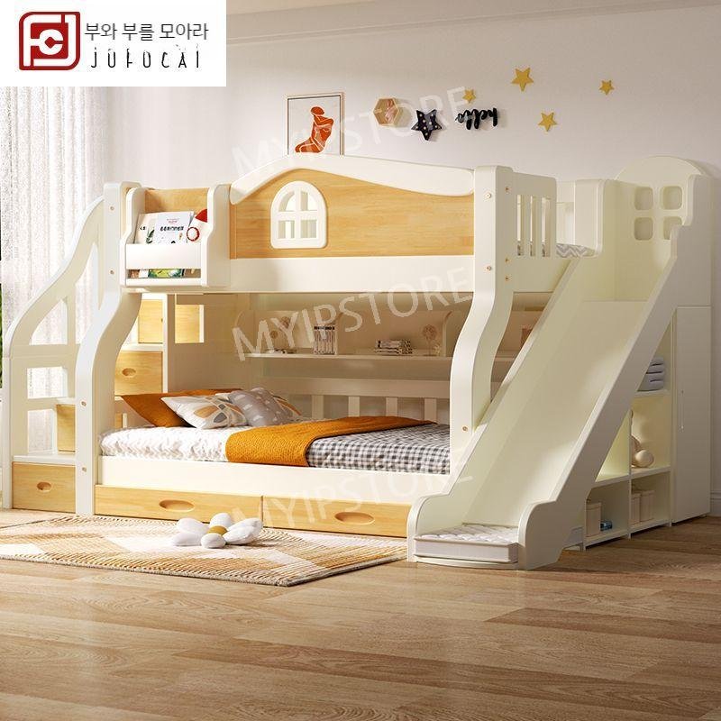 미끄럼틀 2층 침대 고급 복층 가드 초등 좌식 층침대 공주 포켓 책상 전용 계단 캐비닛, 더 많은 조합, D 상세 이미지 1