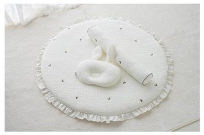 롤베이비 프리미엄 피그먼트 면 100수 아기 원형 러그, 문앤스타화이트, 1개 상세 이미지 1